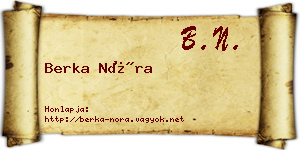 Berka Nóra névjegykártya